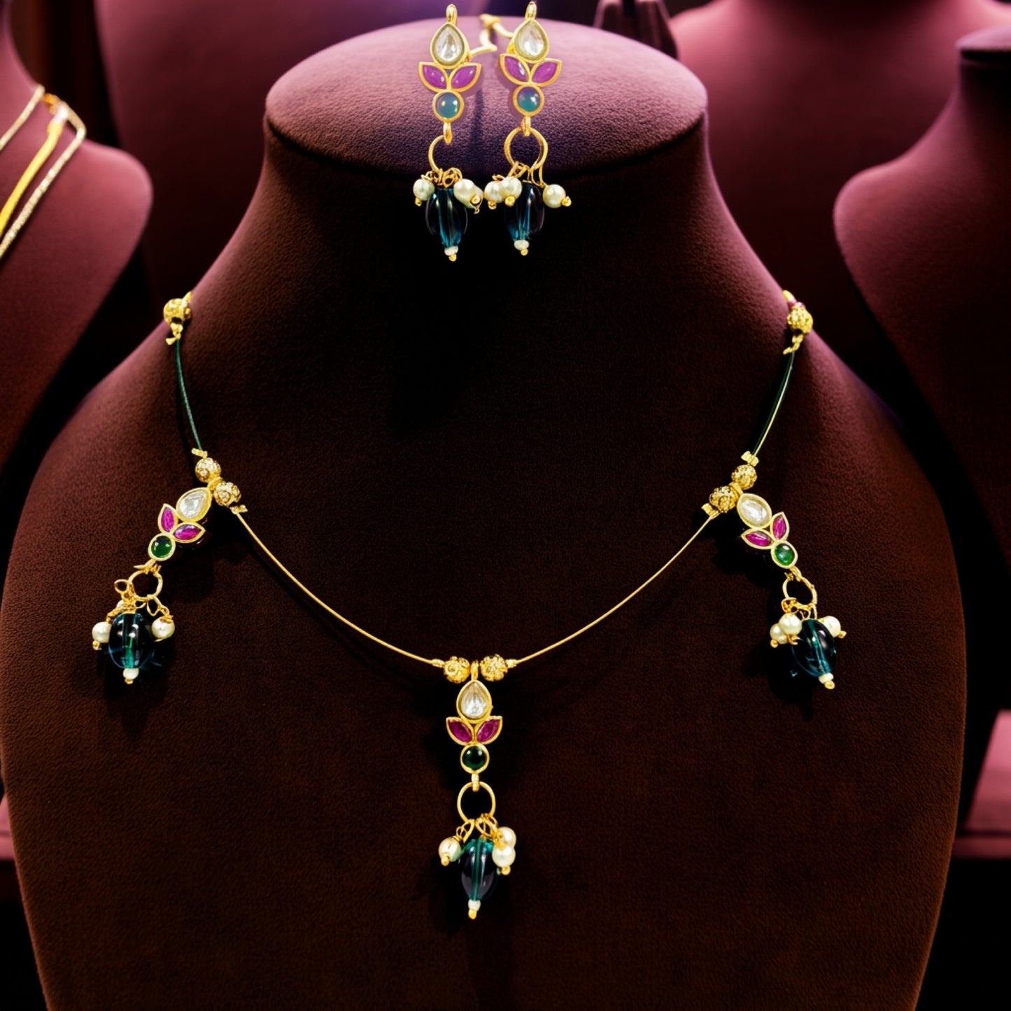 Lotus Bloom Invisible Necklace Set – Lightweight & Customisable