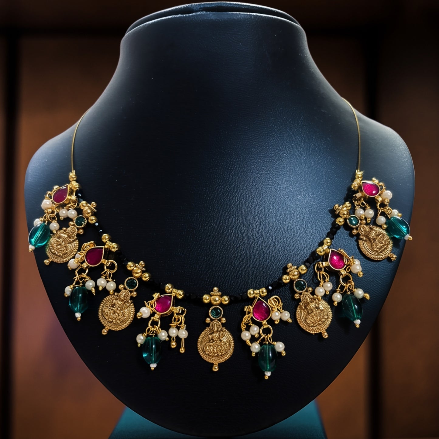 Customizable Lakshmi Kasulu Black Bead Invisible Chain