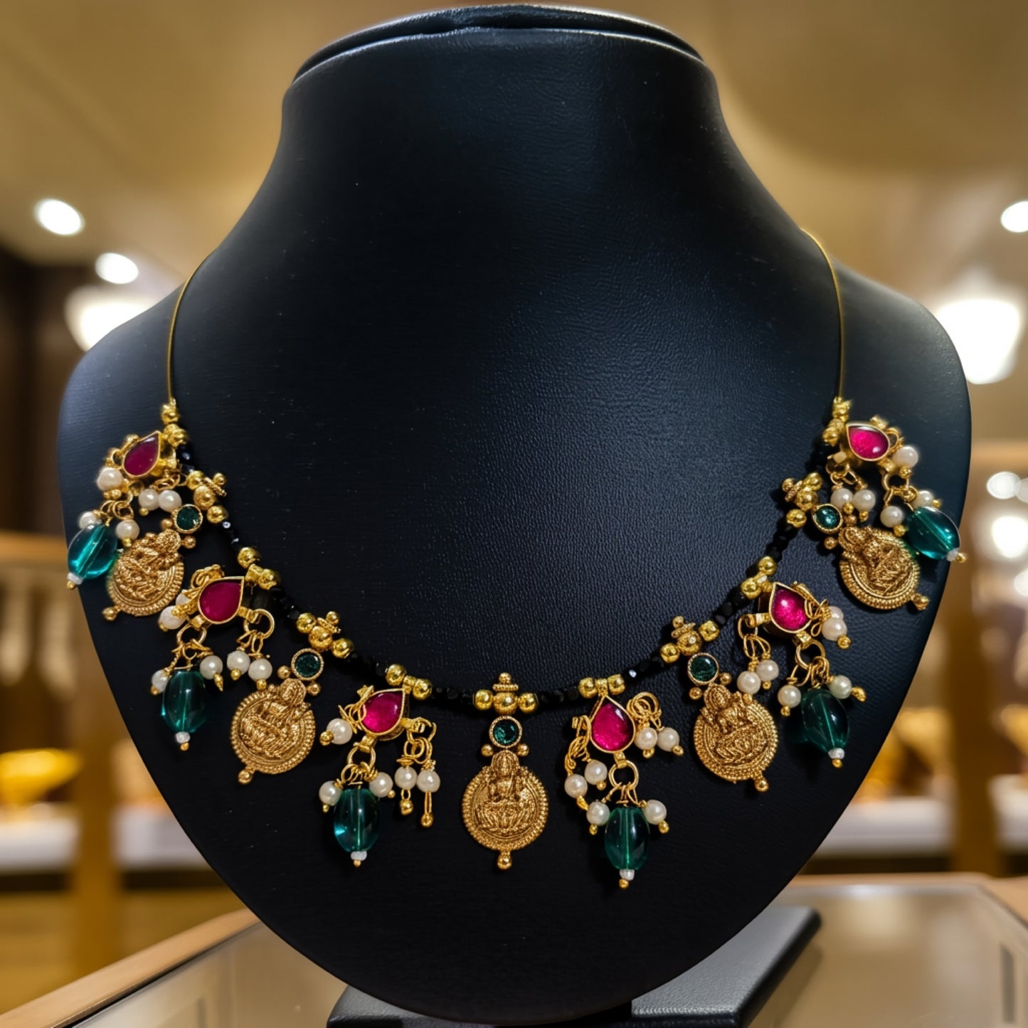 Customizable Lakshmi Kasulu Black Bead Invisible Chain