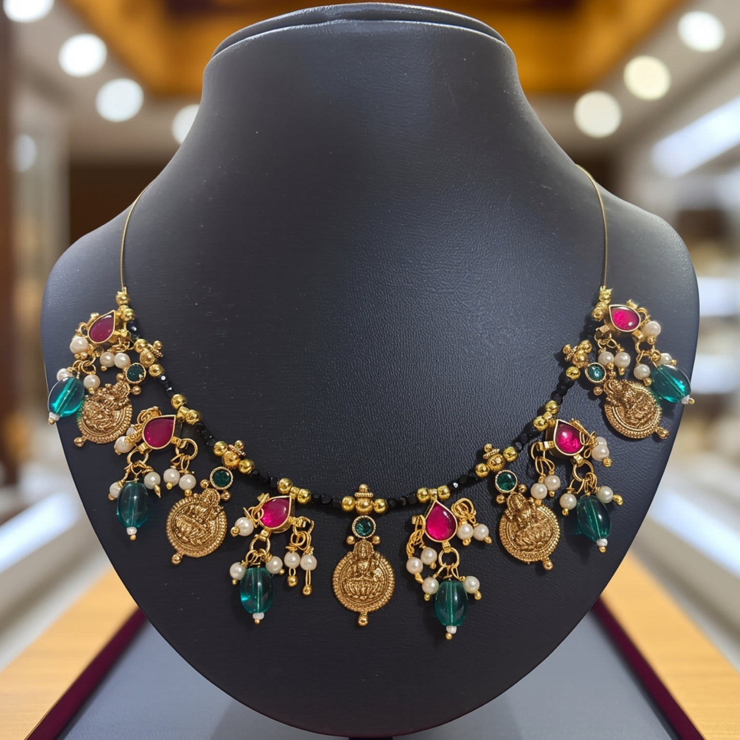Customizable Lakshmi Kasulu Black Bead Invisible Chain