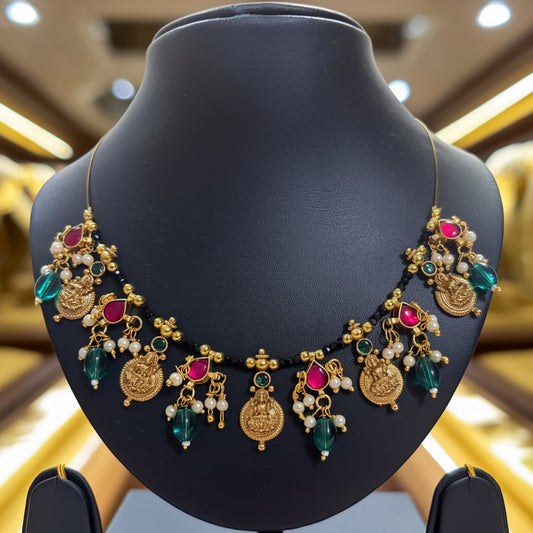 Customizable Lakshmi Kasulu Black Bead Invisible Chain