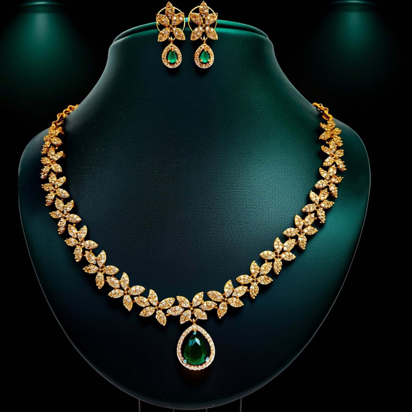 Emerald Bloom Necklace Set