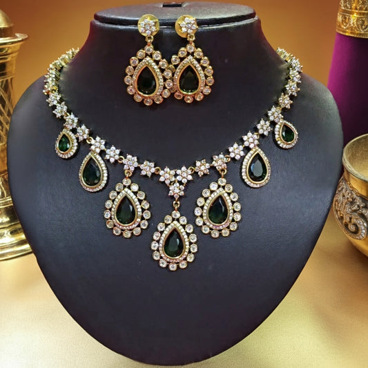 The 'Royal Empress' Green Stone Statement Necklace Set