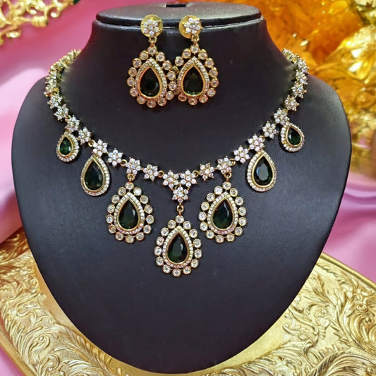 The 'Royal Empress' Green Stone Statement Necklace Set
