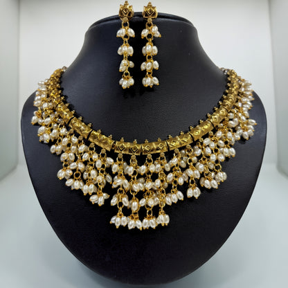 Royal Pearl Drop Imitation Necklace Set – Gold Finish Bridal Jewellery
