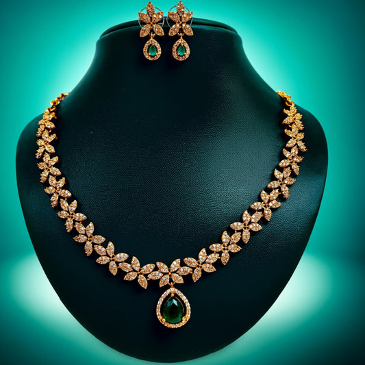 Emerald Bloom Necklace Set